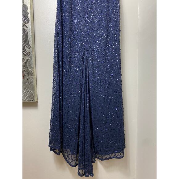 NWT ADRIANNA PAPELL DRESS GOWN 10 NAVY BLUE MOTHER OF THE BRIDE EVENING FORMAL - Picture 13 of 16